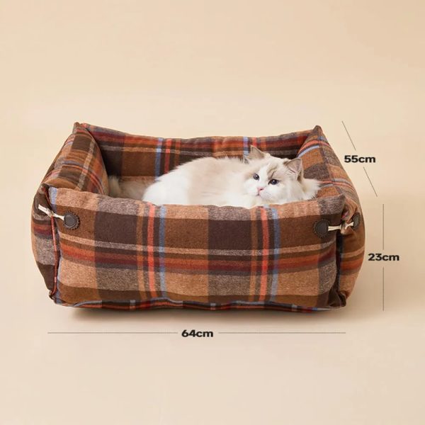 plaid expandable soft reversible with toggle button dog & cat bed 21