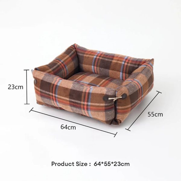 plaid expandable soft reversible with toggle button dog & cat bed 22