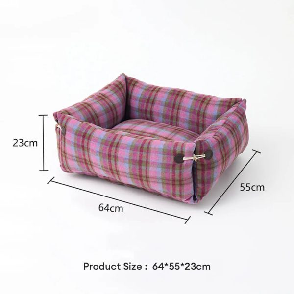 plaid expandable soft reversible with toggle button dog & cat bed 23