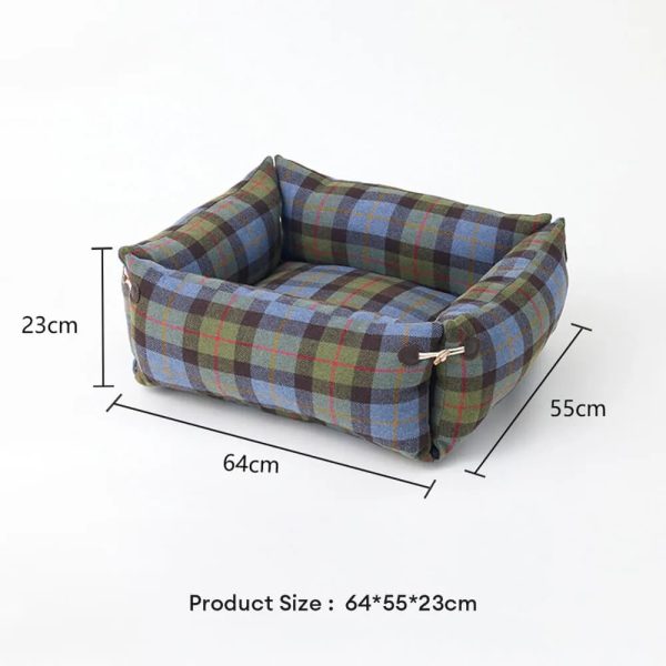 plaid expandable soft reversible with toggle button dog & cat bed 24