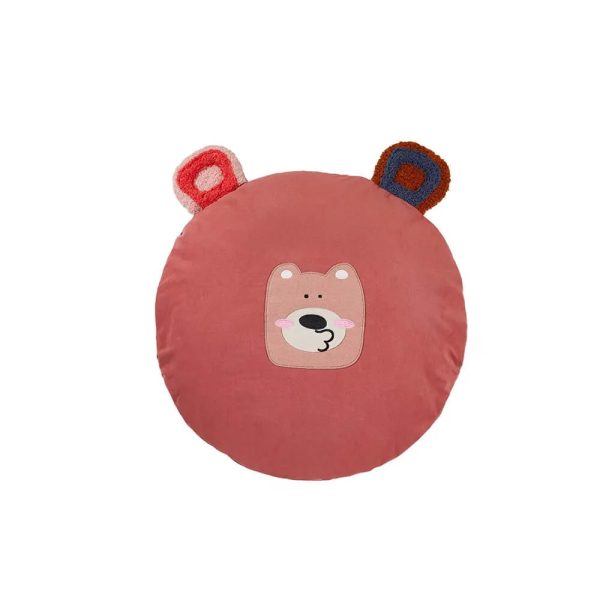 playful bear face ears soft plush dog & cat mat 15