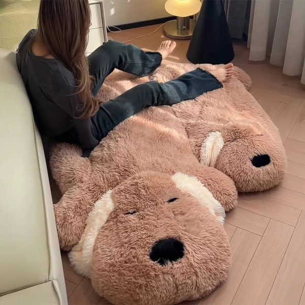 plush dog shaped doll faux fleece decorative lounger rug 17