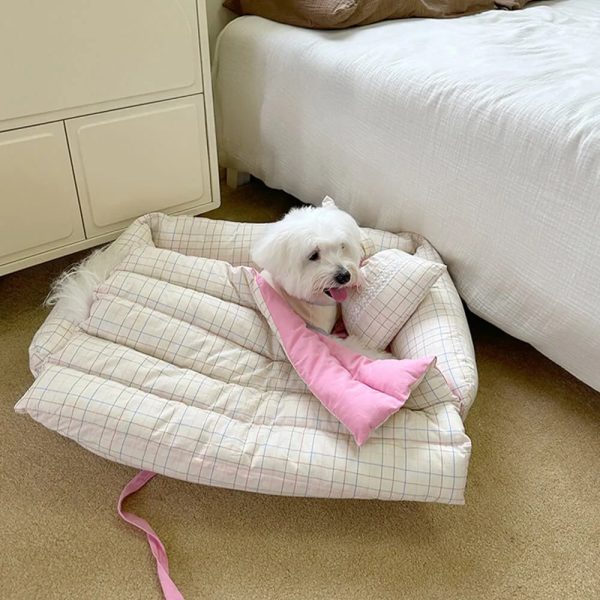 romantic princess bow knot microfiber fill dog & cat bed 18