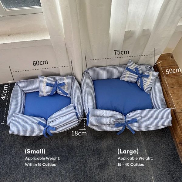 romantic princess bow knot microfiber fill dog & cat bed 24