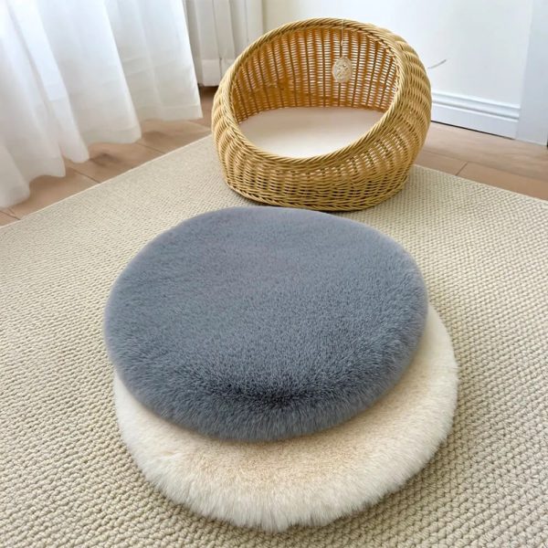 round ultra soft faux rabbit fur warm dog & cat mat 15