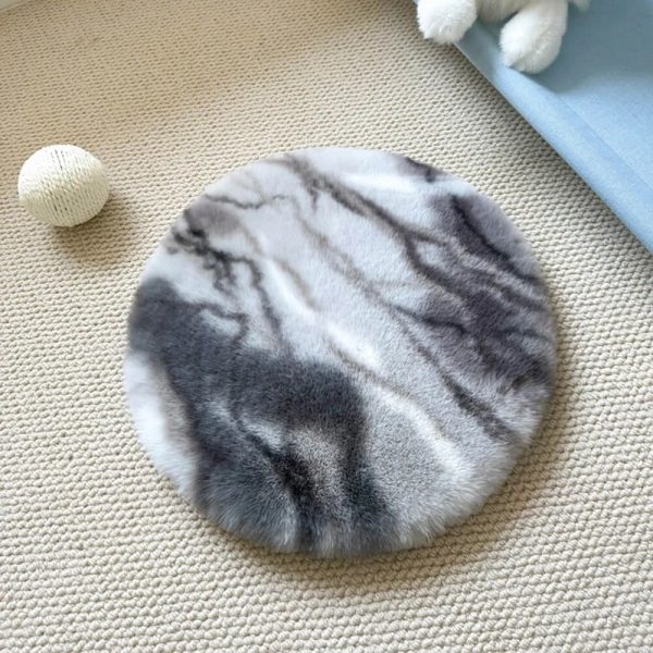 round ultra soft faux rabbit fur warm dog & cat mat 17