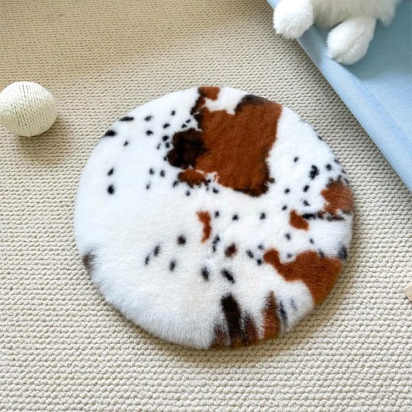 round ultra soft faux rabbit fur warm dog & cat mat 18