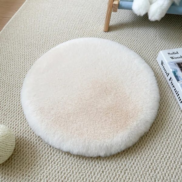 round ultra soft faux rabbit fur warm dog & cat mat 22