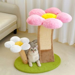 soft flower shaped sisal scratching post climbing tower cat tree 12