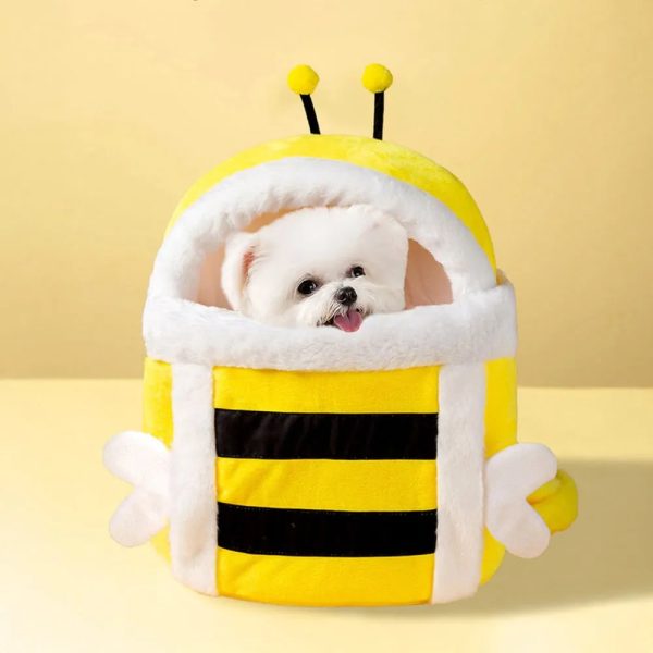 soft plush bee style warm breathable dog & cat carrier bag 11