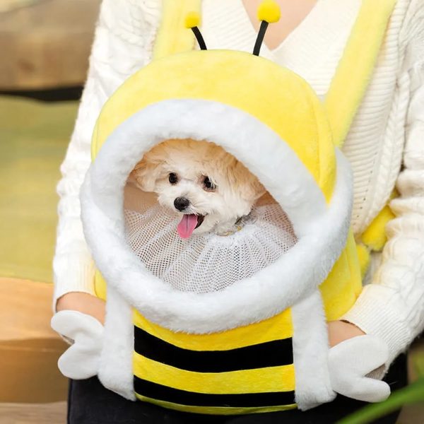 soft plush bee style warm breathable dog & cat carrier bag 14