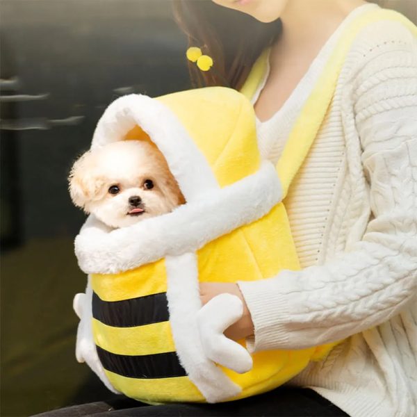 soft plush bee style warm breathable dog & cat carrier bag 18