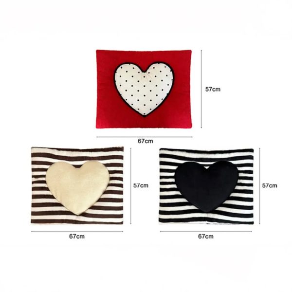 striped heart shaped cozy comfort dog & cat mat 25