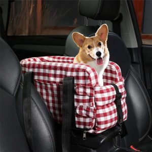 stylish plaid portable travel dog cat car seat carrier 11