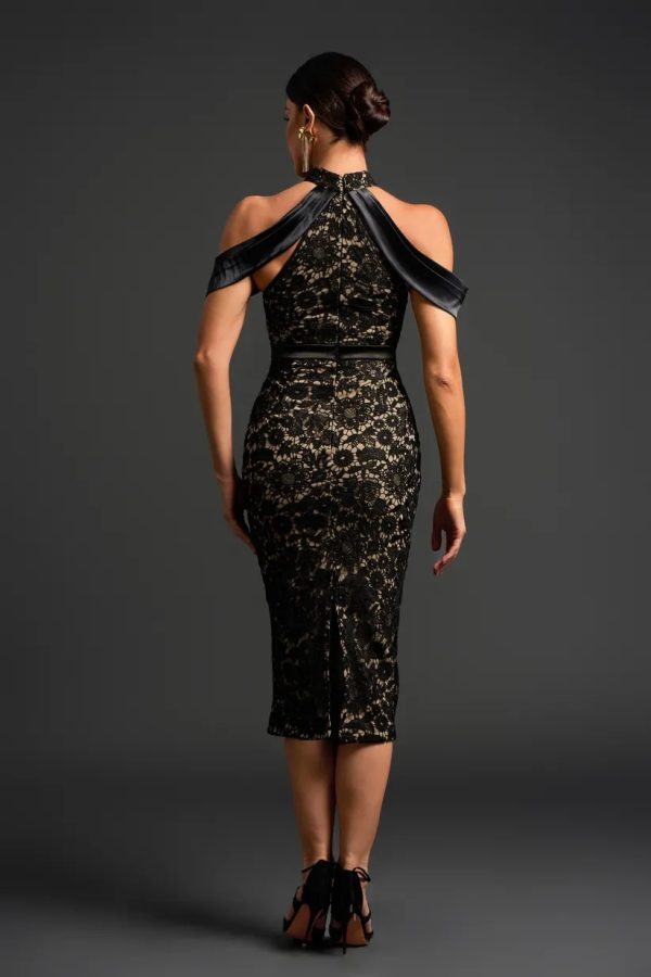 tereza halter lace bandage midi dress 17