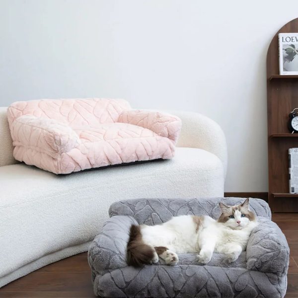 ultra soft faux rabbit fur jacquard warm dog & cat bed 12
