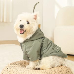 ultra warm faux fur lining windproof hooded dog coat 11