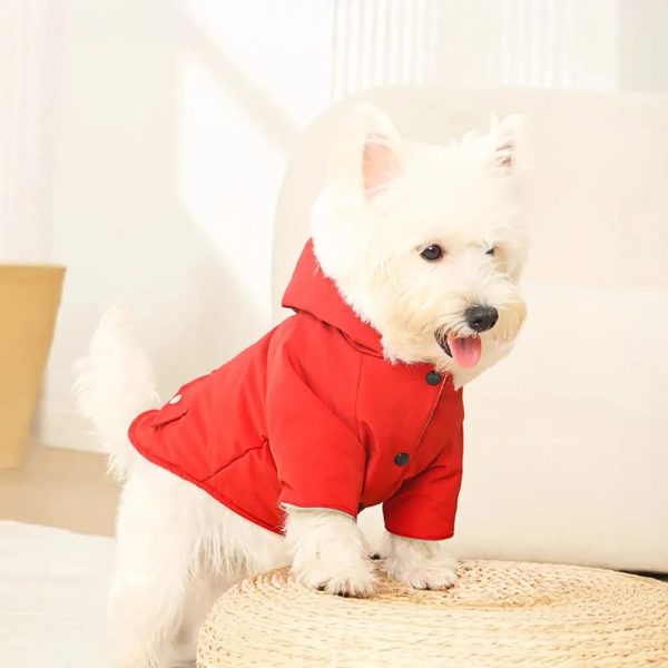 ultra warm faux fur lining windproof hooded dog coat 12