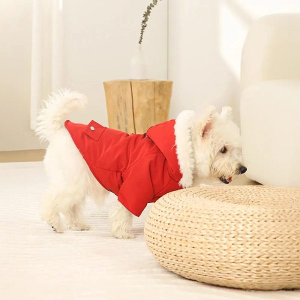 ultra warm faux fur lining windproof hooded dog coat 14