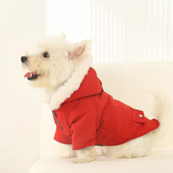 ultra warm faux fur lining windproof hooded dog coat 15