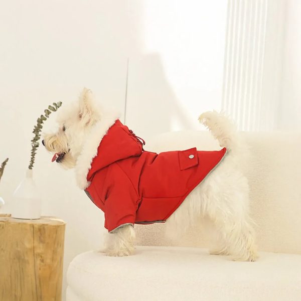 ultra warm faux fur lining windproof hooded dog coat 16