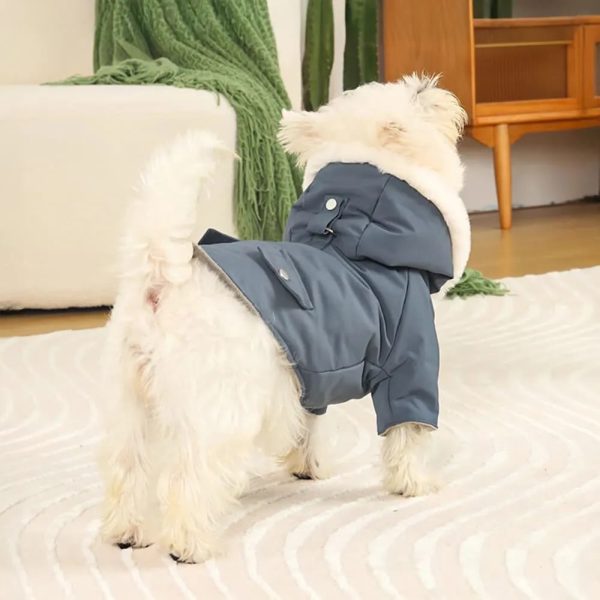 ultra warm faux fur lining windproof hooded dog coat 17