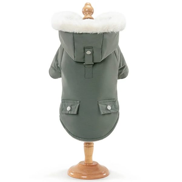 ultra warm faux fur lining windproof hooded dog coat 25