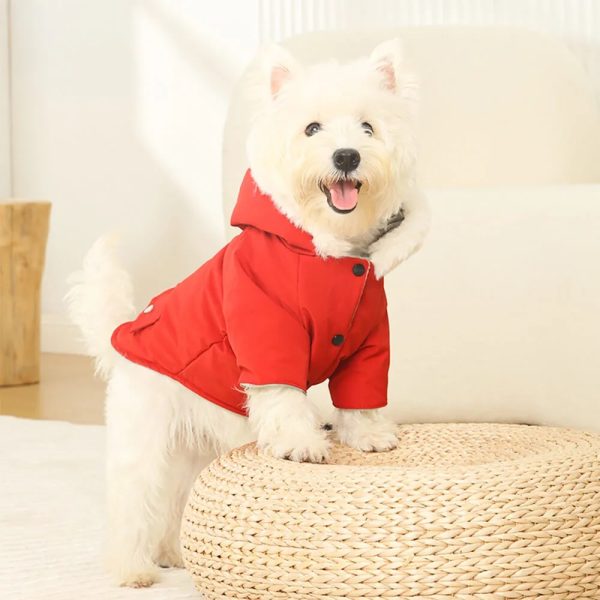ultra warm faux fur lining windproof hooded dog coat 27