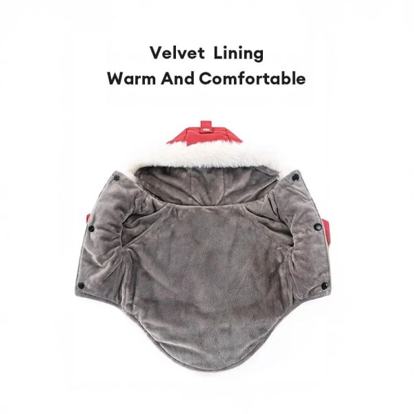 ultra warm faux fur lining windproof hooded dog coat 29