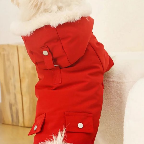 ultra warm faux fur lining windproof hooded dog coat 30
