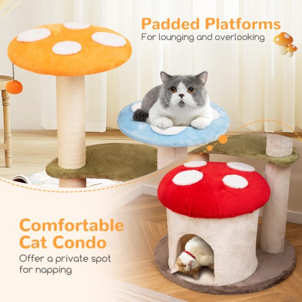 35 mushroom themed multi level cat tree 13
