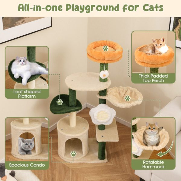 45 cute modern flower cat tree with plush top perch 13