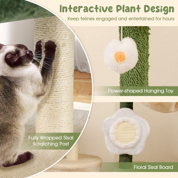45 cute modern flower cat tree with plush top perch 14