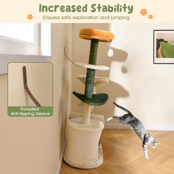 45 cute modern flower cat tree with plush top perch 16