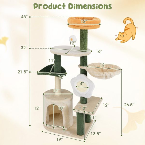 45 cute modern flower cat tree with plush top perch 18