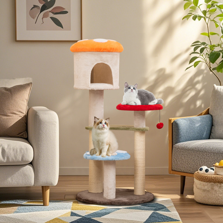 48 mushroom themed multi layer cat tree 11