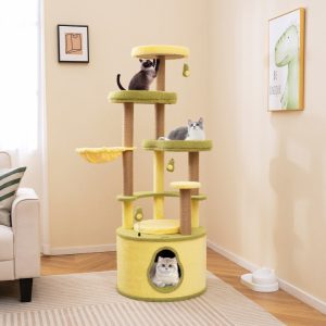 62.5 avocado themed multi level cat tree 11