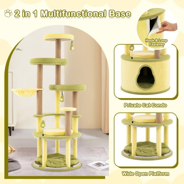 62.5 avocado themed multi level cat tree 14