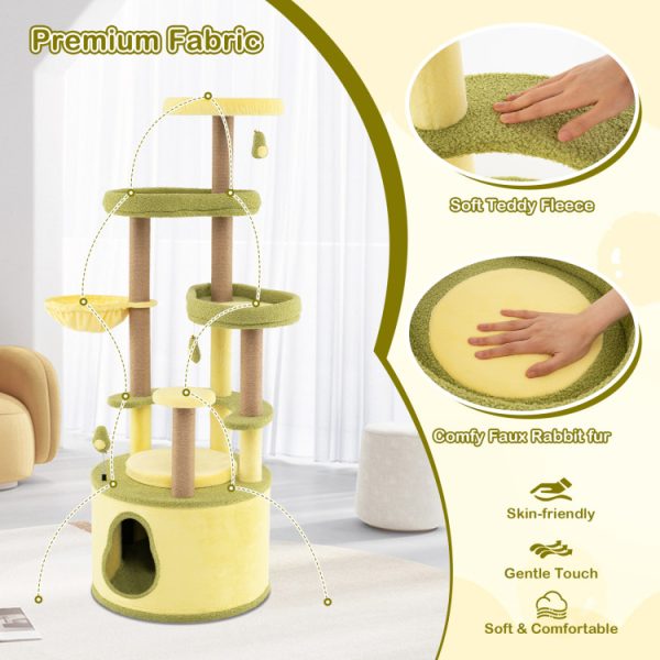 62.5 avocado themed multi level cat tree 16