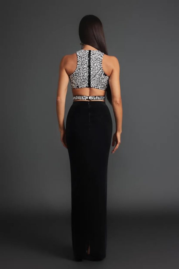 abequa rhinestone velvet skirt set 17