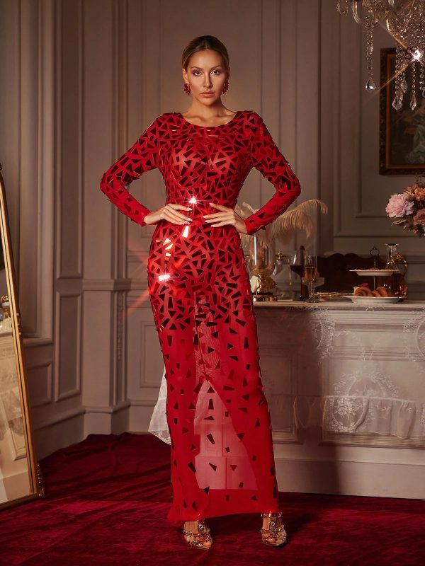 guthrie long sleeve acrylic mesh maxi dress 14
