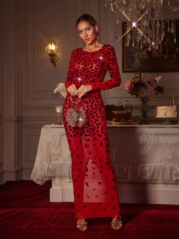 guthrie long sleeve acrylic mesh maxi dress 15