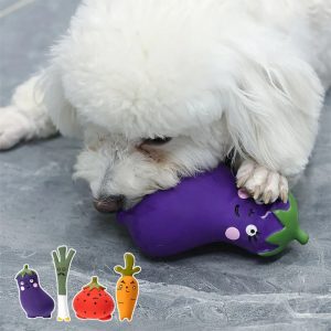 latex vegetable squeaky durable chew interactive dog toy 11