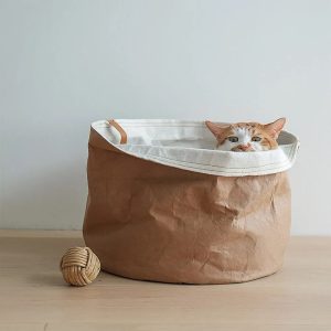 minimalist foldable washable kraft paper cat bed 11
