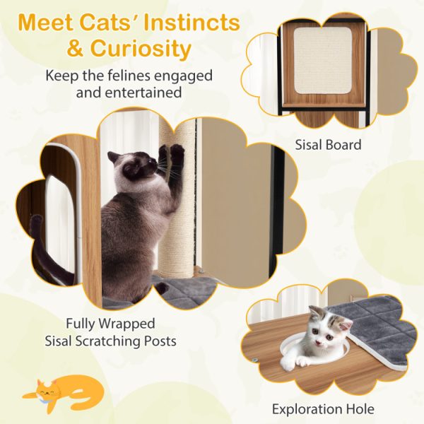 modern cat tree cat house with metal frame & scratching posts 15
