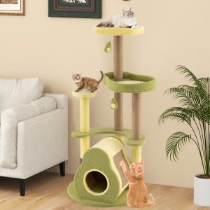 multi level avocado cat tree with private condo 11