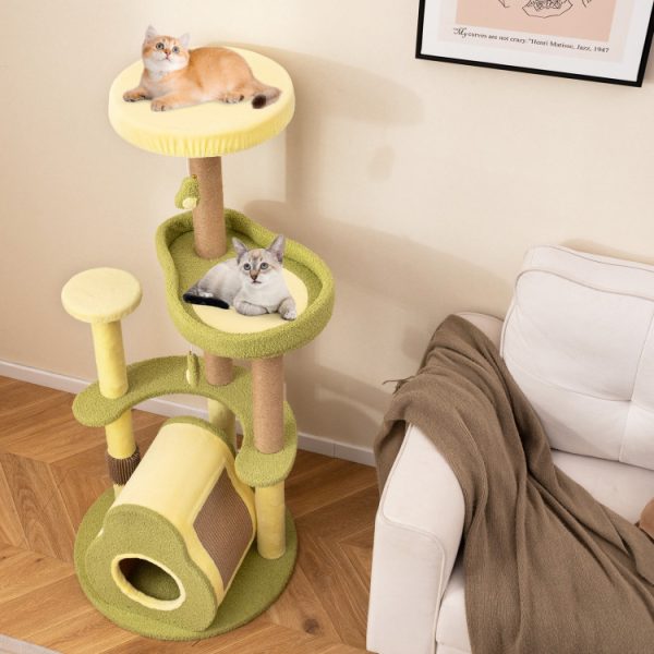 multi level avocado cat tree with private condo 12