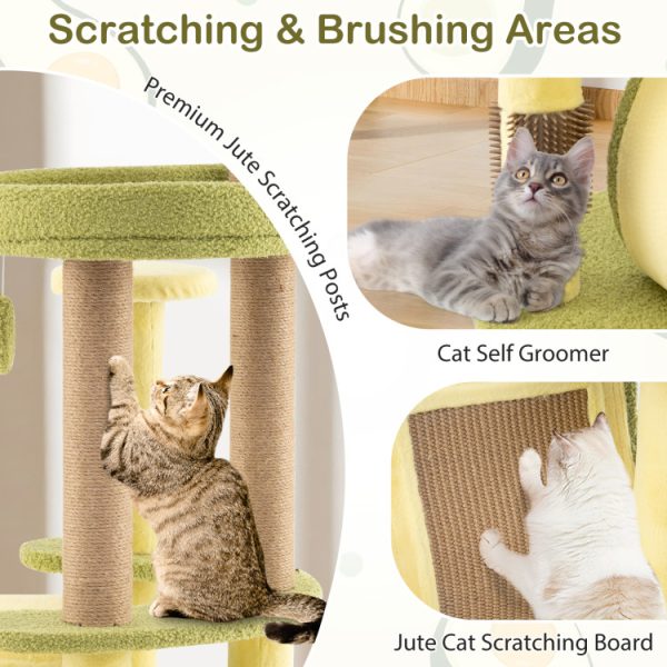 multi level avocado cat tree with private condo 13