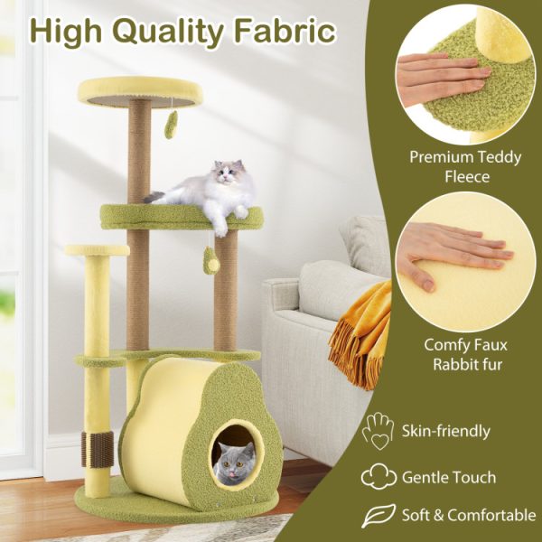 multi level avocado cat tree with private condo 14
