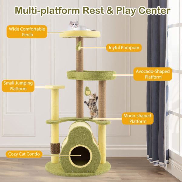 multi level avocado cat tree with private condo 15